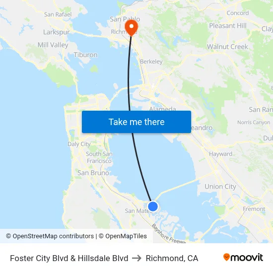 Foster City Blvd & Hillsdale Blvd to Richmond, CA map