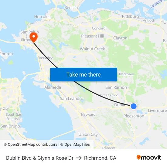Dublin Blvd & Glynnis Rose Dr to Richmond, CA map
