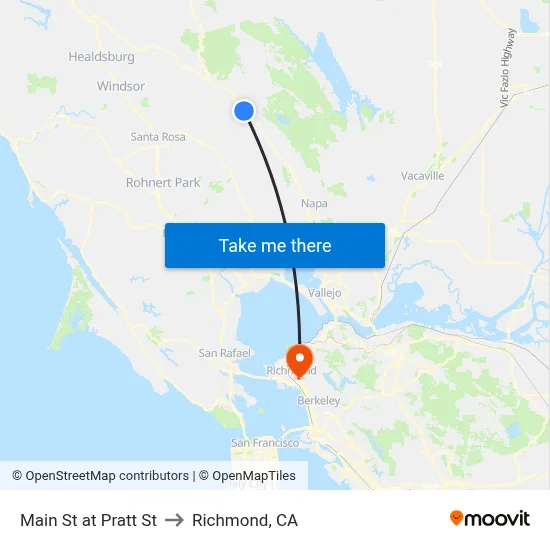 Main St at Pratt St to Richmond, CA map
