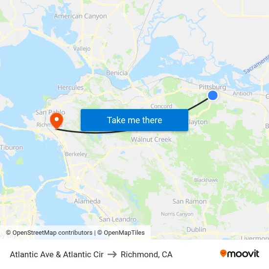 Atlantic Ave & Atlantic Cir to Richmond, CA map