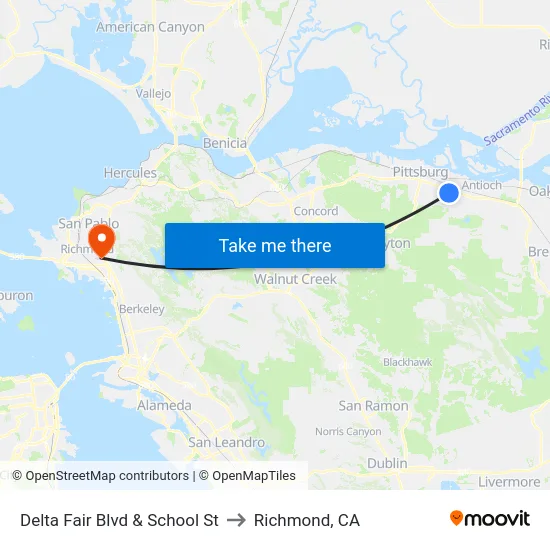 Delta Fair Blvd & School St to Richmond, CA map