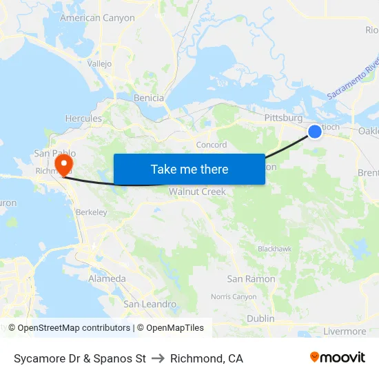 Sycamore Dr & Spanos St to Richmond, CA map