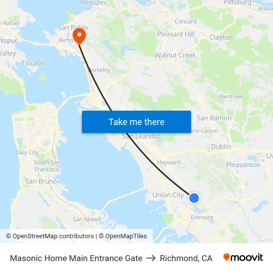 Masonic Home Main Entrance Gate to Richmond, CA map