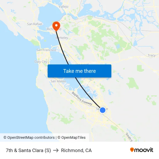 7th & Santa Clara (S) to Richmond, CA map