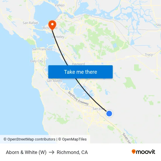 Aborn & White (W) to Richmond, CA map
