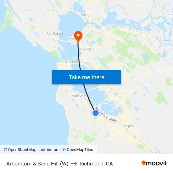 Arboretum & Sand Hill (W) to Richmond, CA map