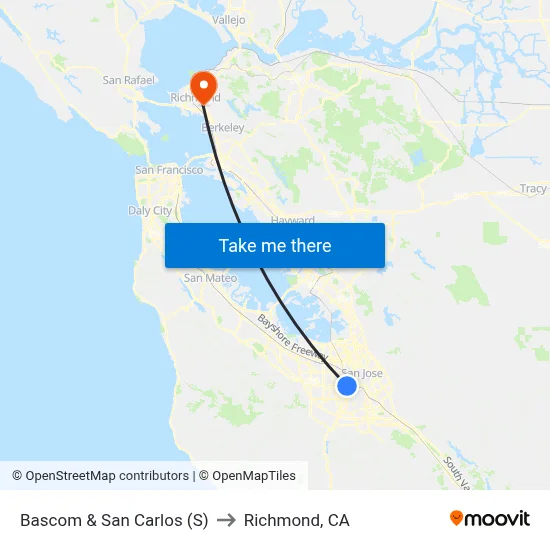 Bascom & San Carlos (S) to Richmond, CA map