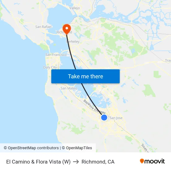 El Camino & Flora Vista (W) to Richmond, CA map