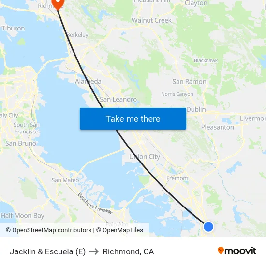Jacklin & Escuela (E) to Richmond, CA map