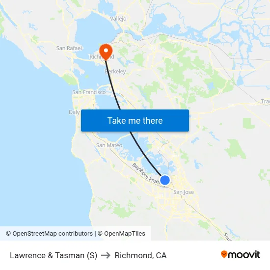 Lawrence & Tasman (S) to Richmond, CA map