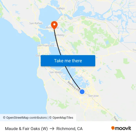 Maude & Fair Oaks (W) to Richmond, CA map