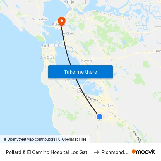 Pollard & El Camino Hospital Los Gatos (N) to Richmond, CA map