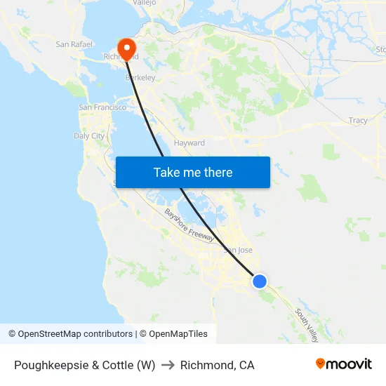 Poughkeepsie & Cottle (W) to Richmond, CA map