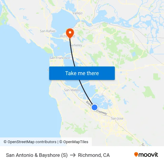 San Antonio & Bayshore (S) to Richmond, CA map