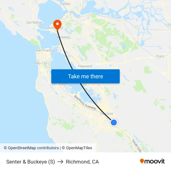 Senter & Buckeye (S) to Richmond, CA map