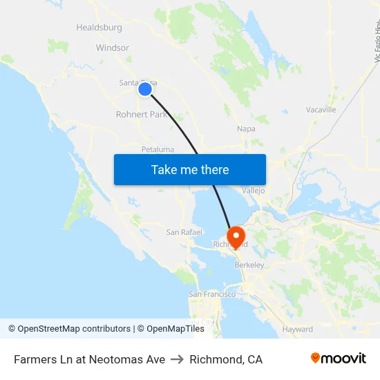 Farmers Ln at Neotomas Ave to Richmond, CA map