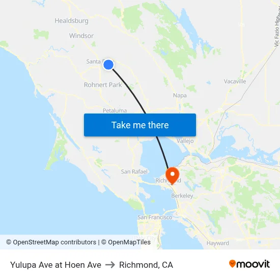 Yulupa Ave at Hoen Ave to Richmond, CA map