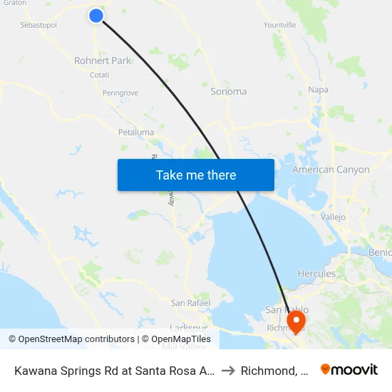 Kawana Springs Rd at Santa Rosa Ave to Richmond, CA map