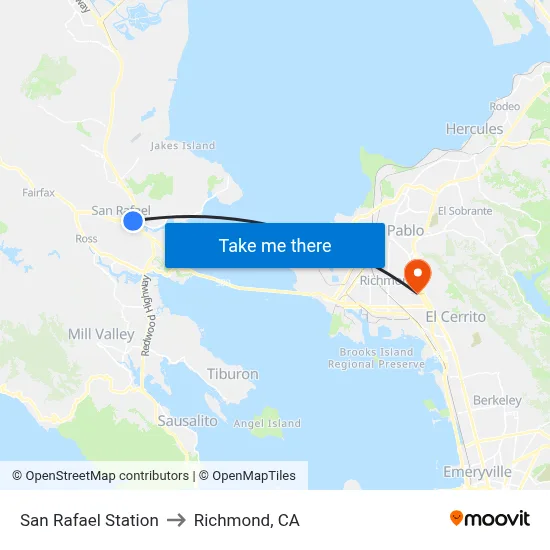 San Rafael Station to Richmond, CA map