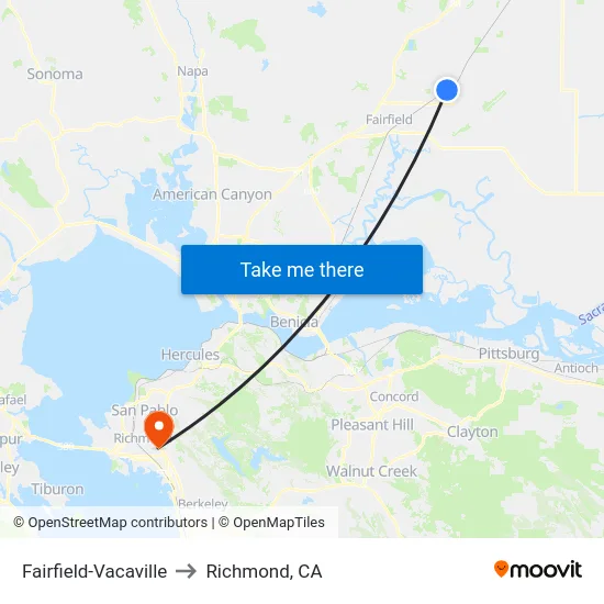 Fairfield-Vacaville to Richmond, CA map