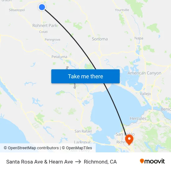 Santa Rosa Ave & Hearn Ave to Richmond, CA map