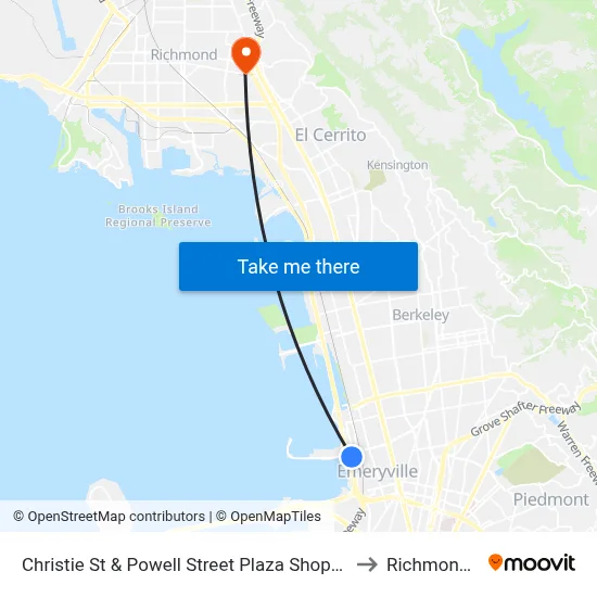Christie St & Powell Street Plaza Shopping Center to Richmond, CA map