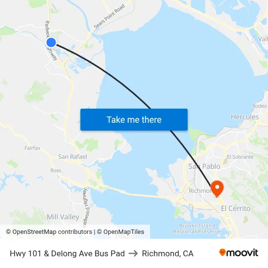 Hwy 101 & Delong Ave Bus Pad to Richmond, CA map