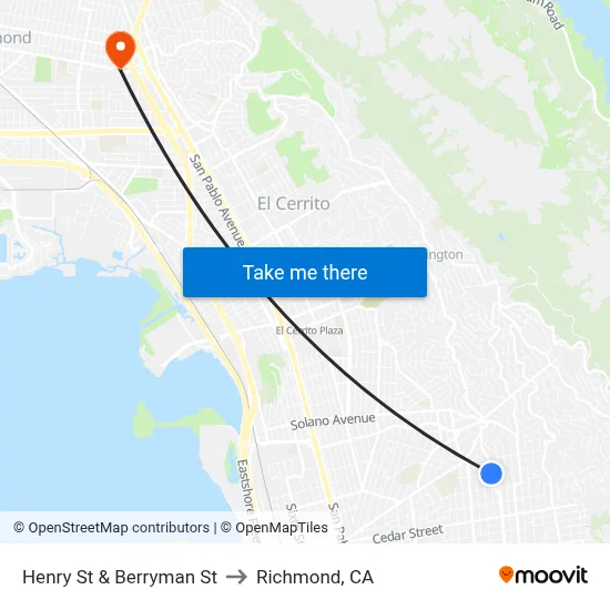 Henry St & Berryman St to Richmond, CA map