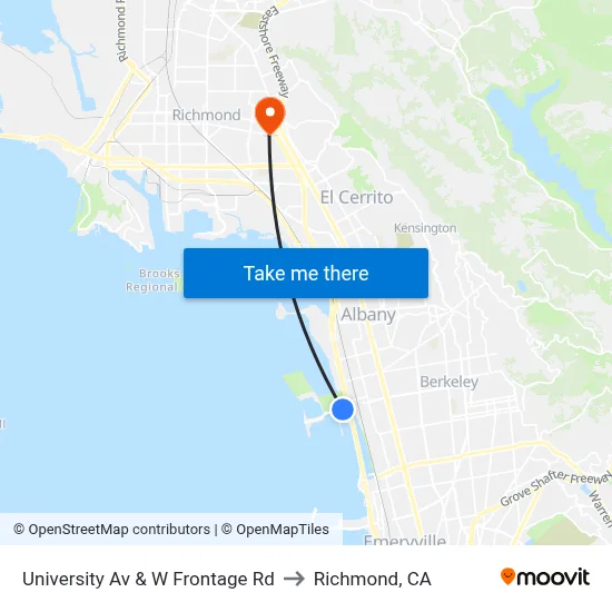 University Av & W Frontage Rd to Richmond, CA map