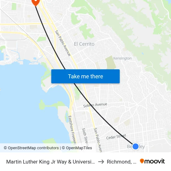 Martin Luther King Jr Way & University Av to Richmond, CA map