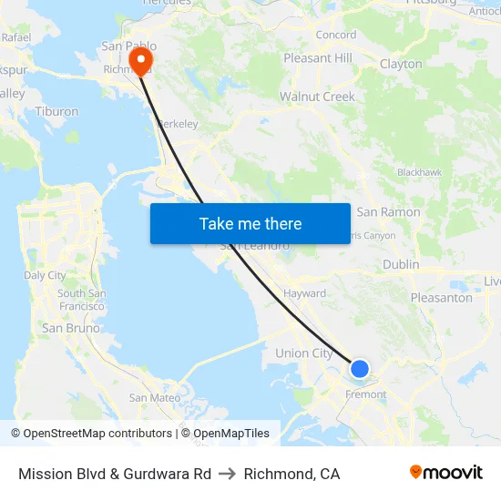 Mission Blvd & Gurdwara Rd to Richmond, CA map