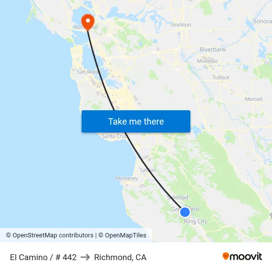 El Camino / # 442 to Richmond, CA map