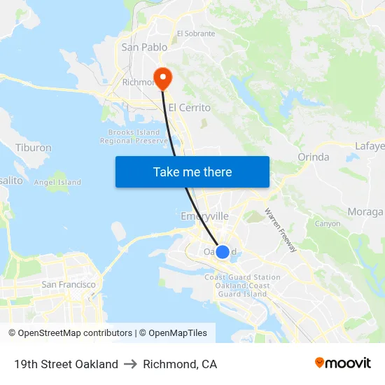 19th Street Oakland to Richmond, CA map