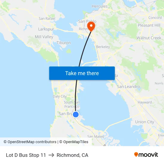 Lot D Bus Stop 11 to Richmond, CA map