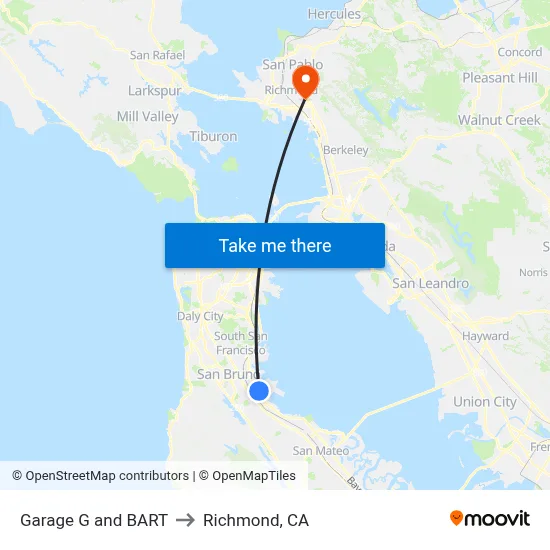 Garage G and BART to Richmond, CA map