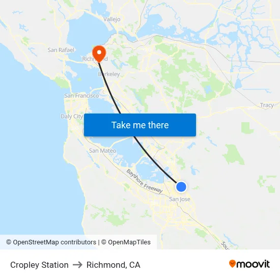 Cropley Station to Richmond, CA map