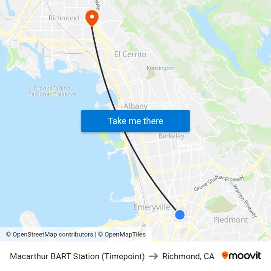 Macarthur BART Station (Timepoint) to Richmond, CA map
