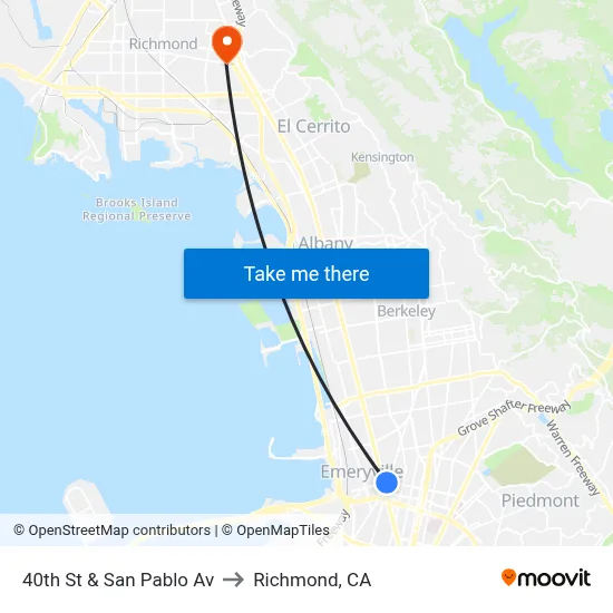 40th St & San Pablo Av to Richmond, CA map