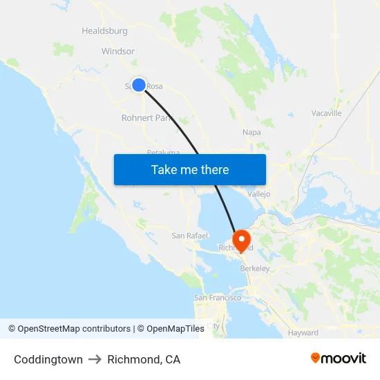 Coddingtown to Richmond, CA map