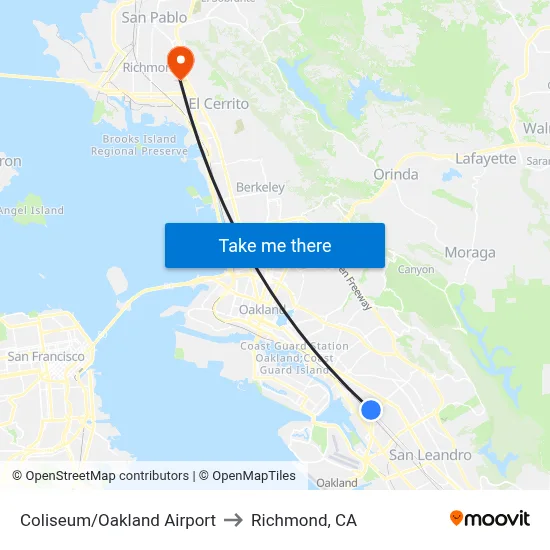 Coliseum/Oakland Airport to Richmond, CA map