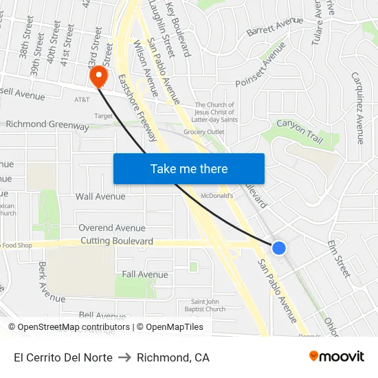 El Cerrito Del Norte to Richmond, CA map