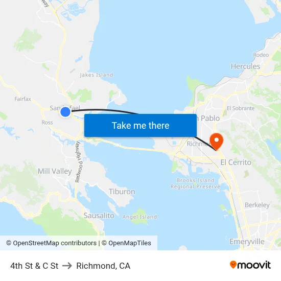 4th St & C St to Richmond, CA map