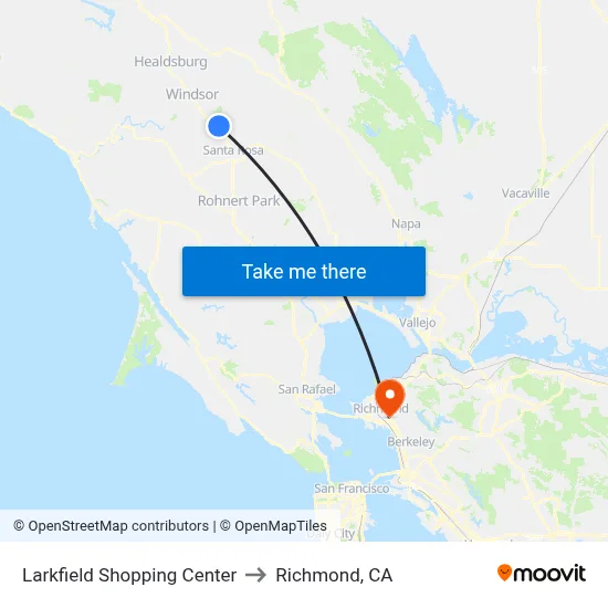 Larkfield Shopping Center to Richmond, CA map