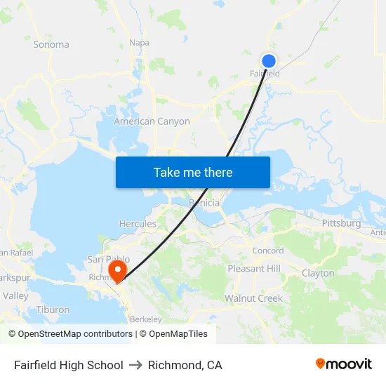 Fairfield High School to Richmond, CA map