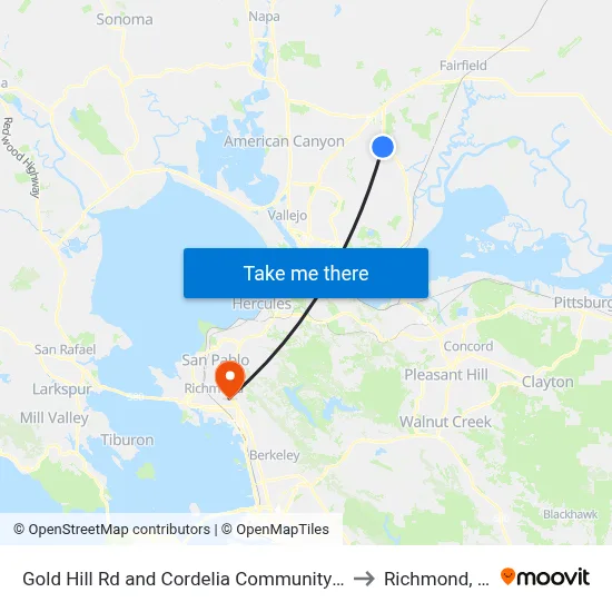 Gold Hill Rd and Cordelia Community Park to Richmond, CA map