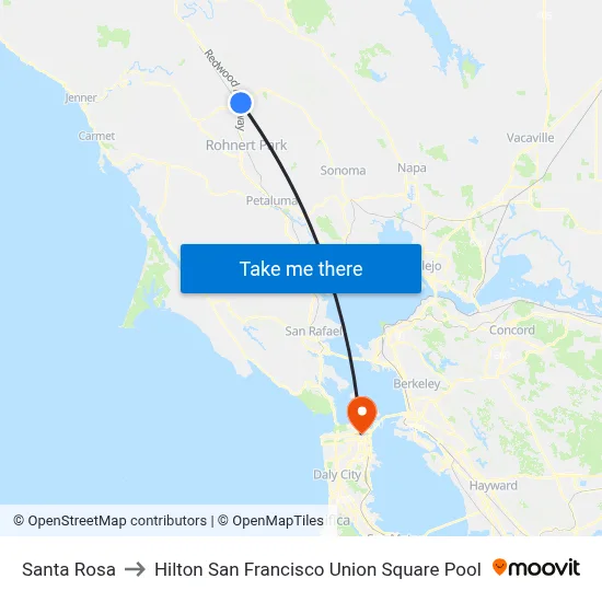 Santa Rosa to Hilton San Francisco Union Square Pool map