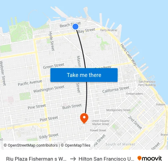 Riu Plaza Fisherman s Wharf San Francisco to Hilton San Francisco Union Square Pool map