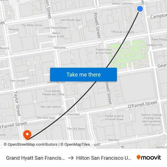 Grand Hyatt San Francisco Union Square to Hilton San Francisco Union Square Pool map