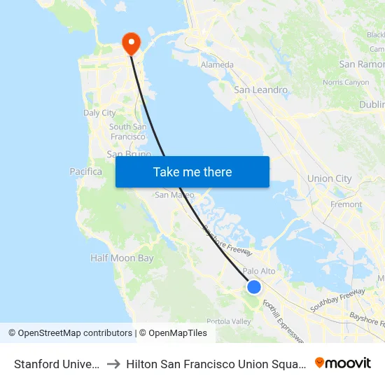 Stanford University to Hilton San Francisco Union Square Pool map