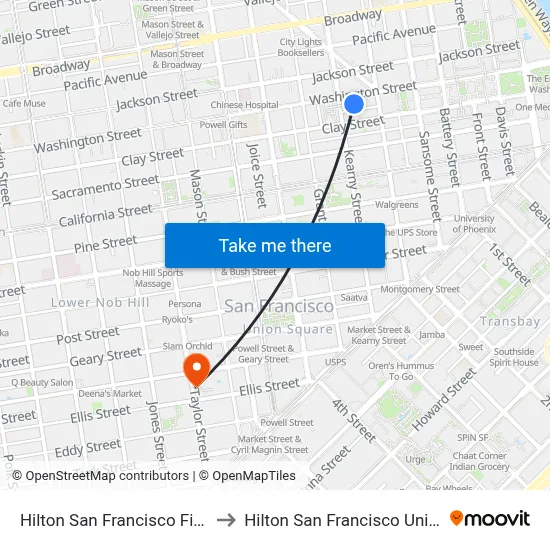Hilton San Francisco Financial District to Hilton San Francisco Union Square Pool map